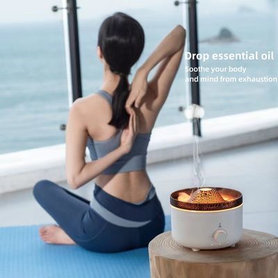 Ruhiger Schlaf Feuer Flammenbefeuchter mit 7-Farbe LED-Licht für Aromatherapie und Stresslinderung
