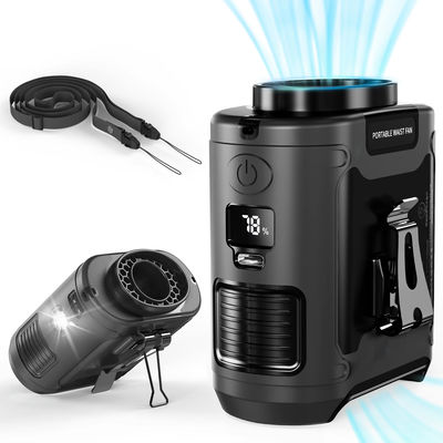 Socool Lüfter 10000mAh Tischlüfter Super leise Typ-C Clip Taille Lüfter mit SOS LED Licht und wiederaufladbare Batterie