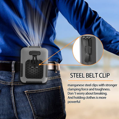 Socool Ventilator Clip Taillenventilator 8000mAh3 Geschwindigkeitsstufen Multifunktionaler tragbarer Ventilator Indoor/Outdoor ABS Körper Silikonjacke Mangan Stahl Haken Mangan Stahl Halterung