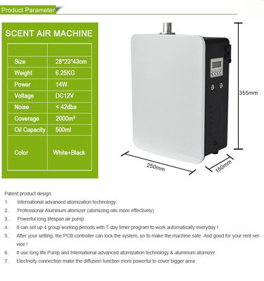 Whisper Quiet und modernes Design W25*D15*H36cm Parfümierte Ultraschalldiffusoren mit einem Geräuschpegel von weniger als 35 dB